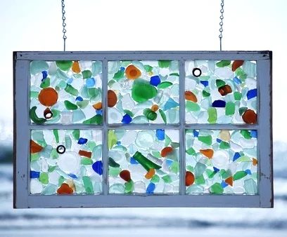 via Completely Coastal - sea glass in an old window - via Bekob