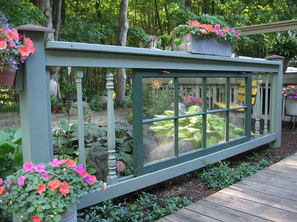 old window in garden spindle fence via Hometalk on Bekob