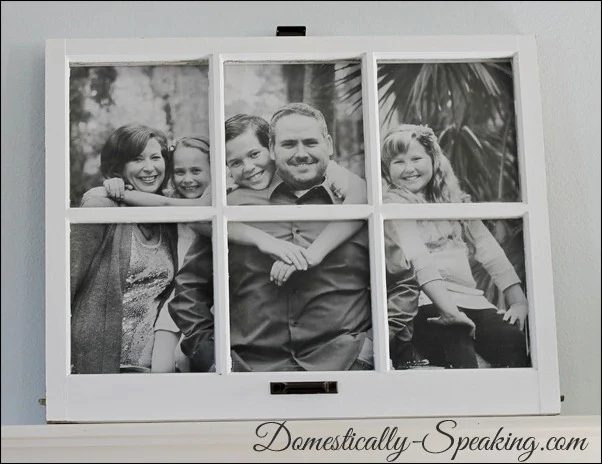 Domestically Speaking - family photo framed in paned window - via Bekob