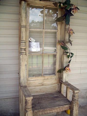 The Kountry Store - old window into hall tree bench - via Bekob