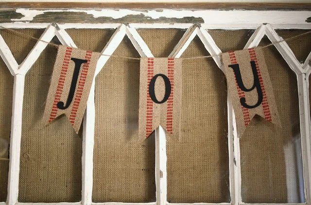 A Diamond in the Stuff -- old window with burlap for mantel - via Bekob