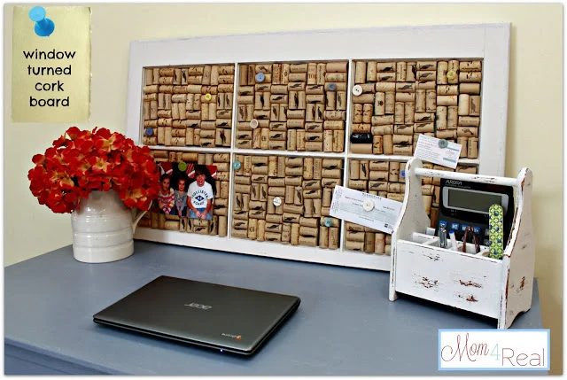 Mom 4 Real - old window turned wine cork board - via Bekob