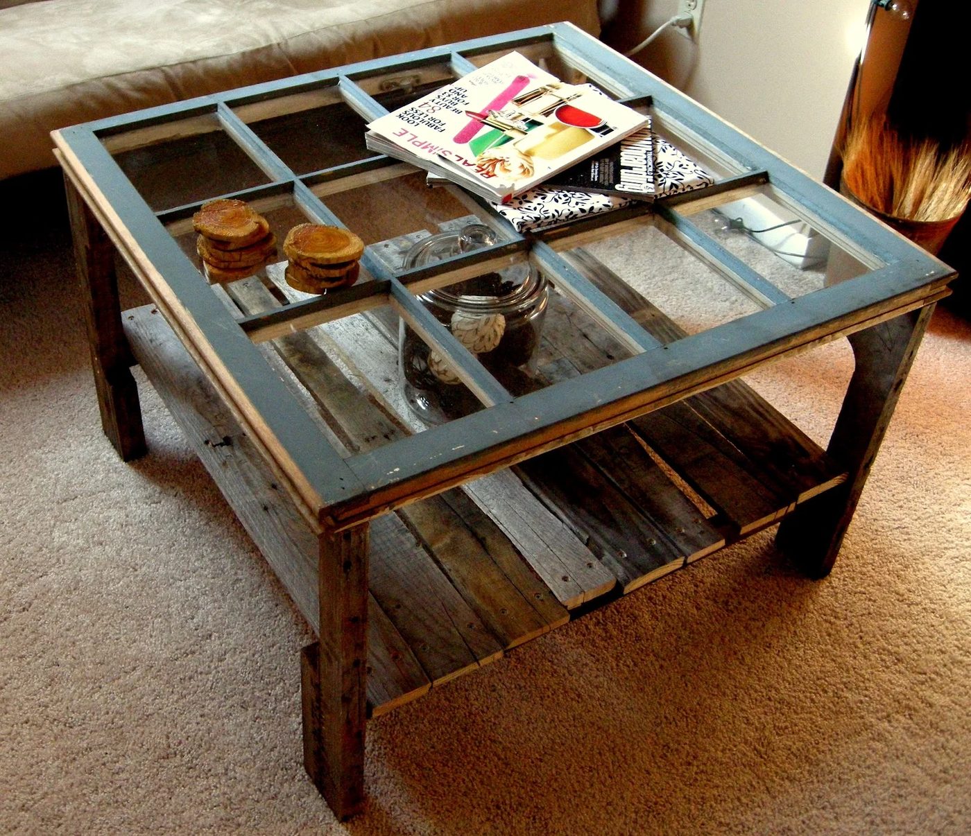 Heathers Lens - old window pallet coffee table - via Bekob