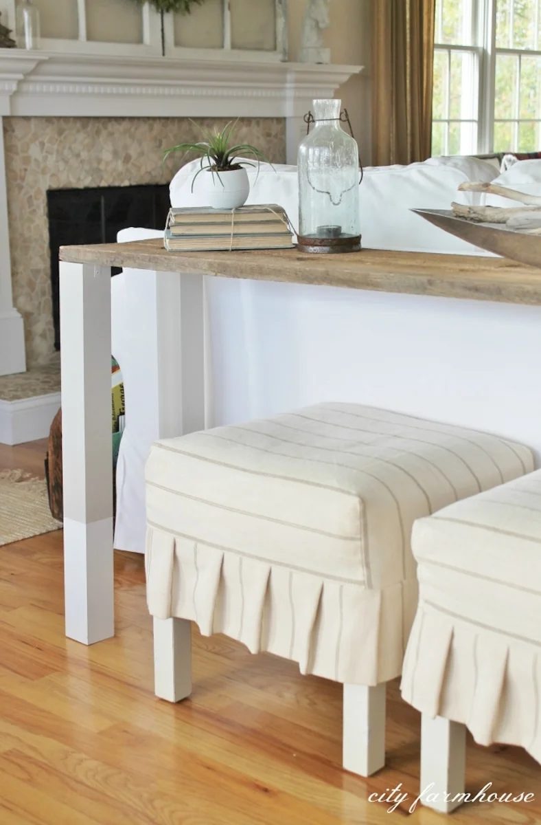 The Easiest Rustic Handmade Sofa Table With Dipped Legs1 672x1024