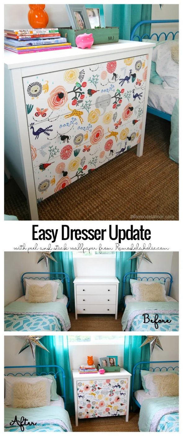 Handmade Ikea Dresser method Updating With Wallpaper @Bekob 2