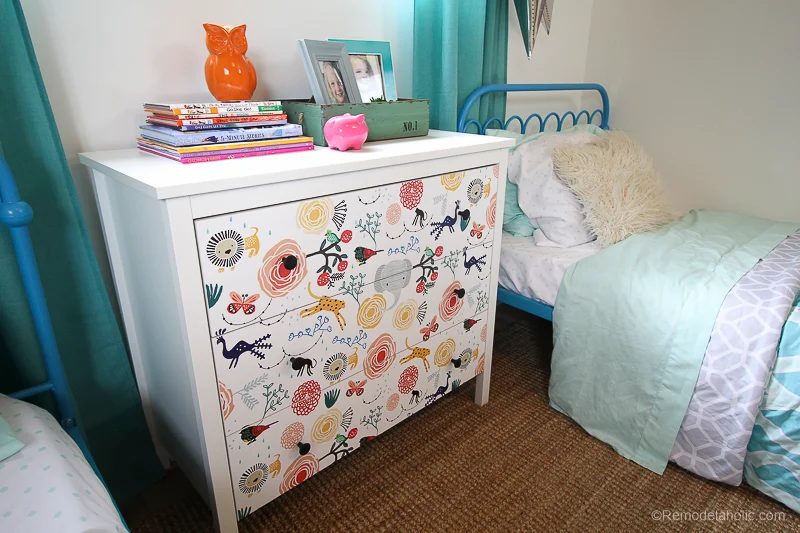 15 minute Ikea Dresser method – Wallpaper covered dresser