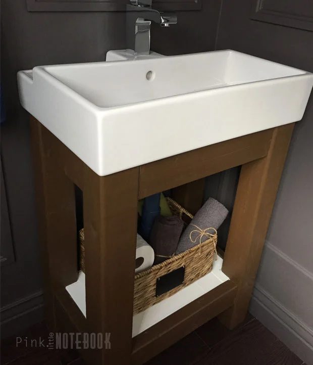 Handmade Open Vanity with an IKEA Sink by Pink Little Notebook featured on Bekob