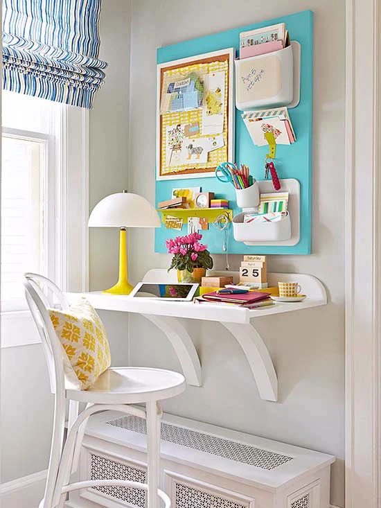 home office corner with wall desk (BHG)