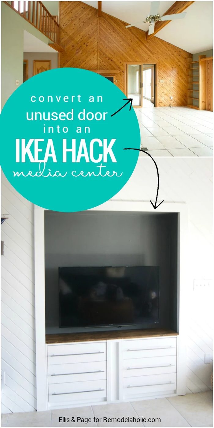 Turn a narrow niche into a built-in media center just 11 inches deep with this straightforward and inexpensive IKEA RAST method!