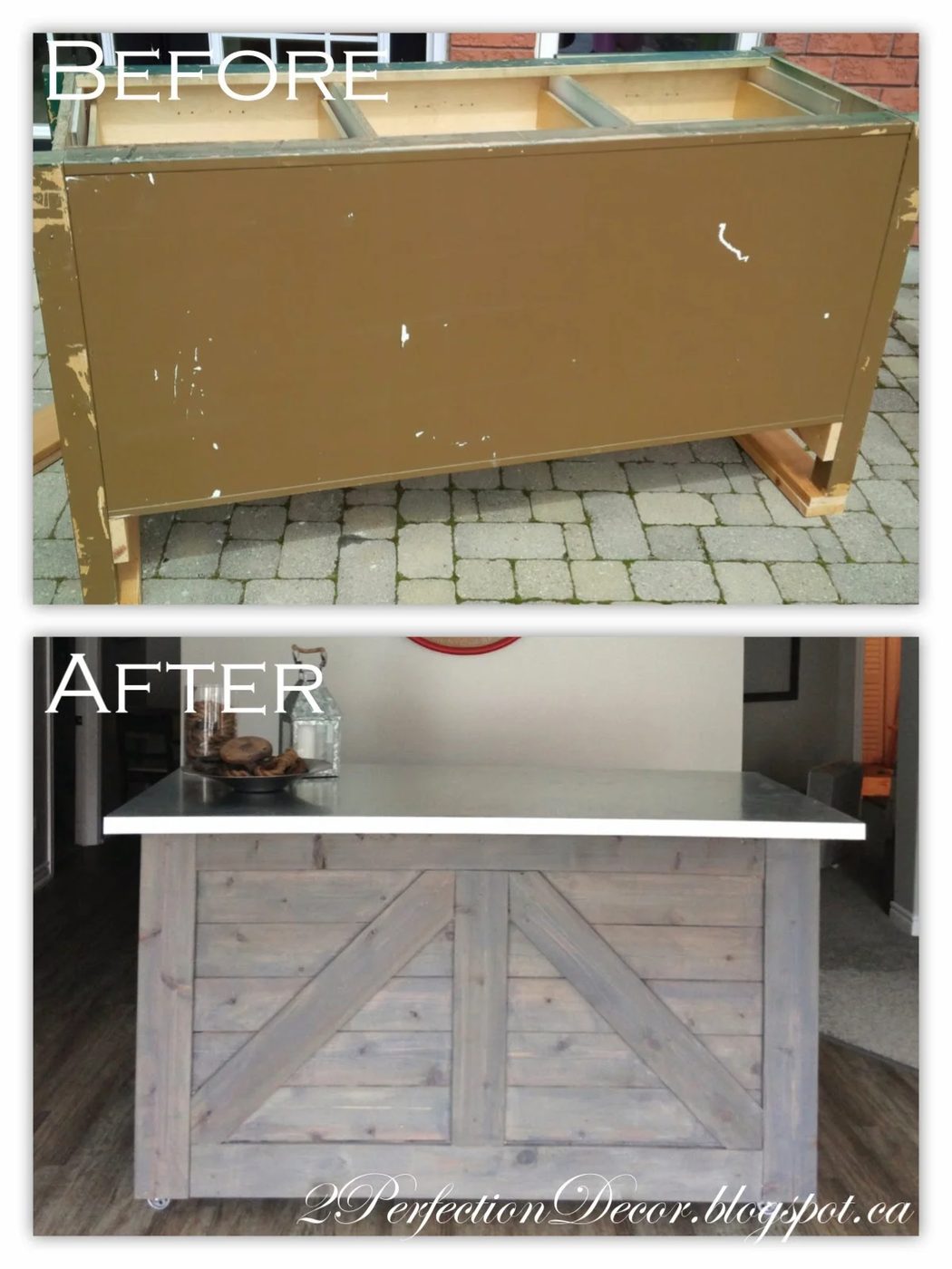 How to Upcycle a Cabinet into a Rustic Wooden Bar by 2Perfection Decor Blog featured on Bekob