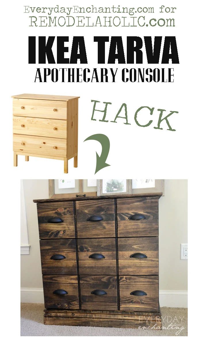 Ikea Tarva Dresser to Pottery Barn Apothecary Cabinet method @Bekob #ikeahack #knockoff #apothecarycabinet #Handmade on Bekob.com