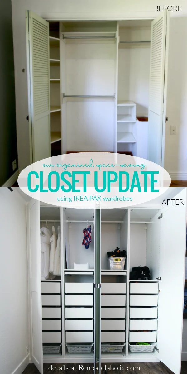 how to update an old closet and add drawers and storage space with IKEA PAX wardrobes #Bekob