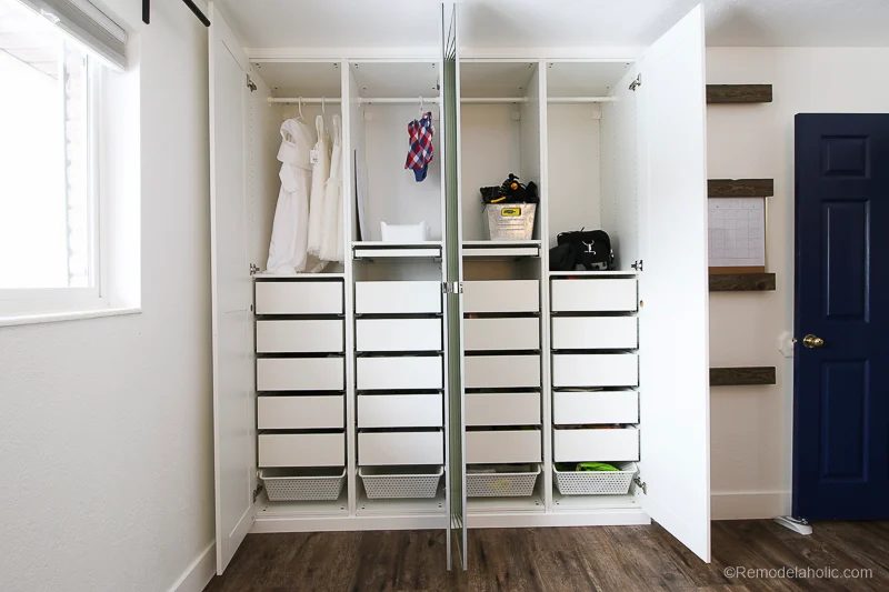 IKEA Closet Organizer: Built-In PAX Wardrobe in a Shared Girls’ Room