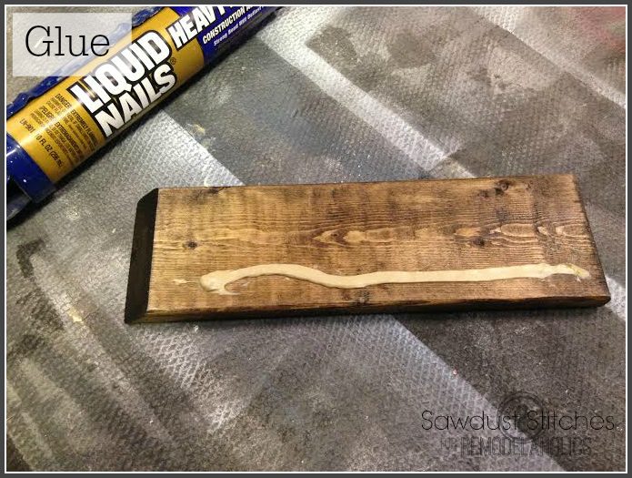 Applying glue to Ikea Lack Shelf method