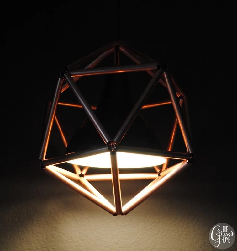 geometric icosahedron copper pipe pendant lamp, The Gathered Home on Bekob