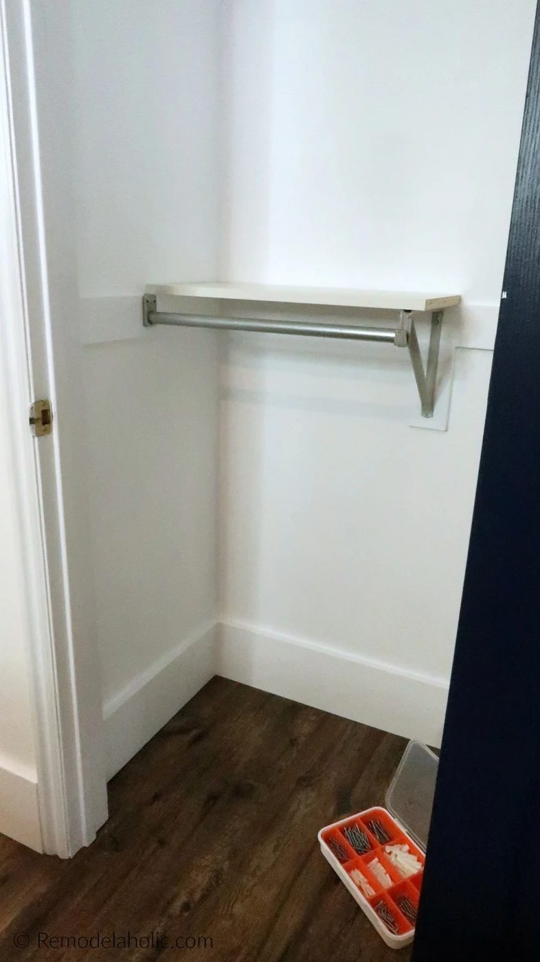 Add Storage Space To A Small Closet By Adjusting The Hanging Rails And Adding A Lower Bar And Shelf For Kids #Bekob