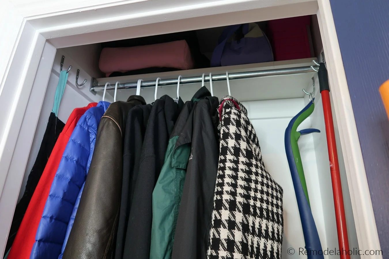 Add Storage To A Coat Closet By Raising The Hanging Rod And Adding A Higher Top Shelf For Storage #Bekob