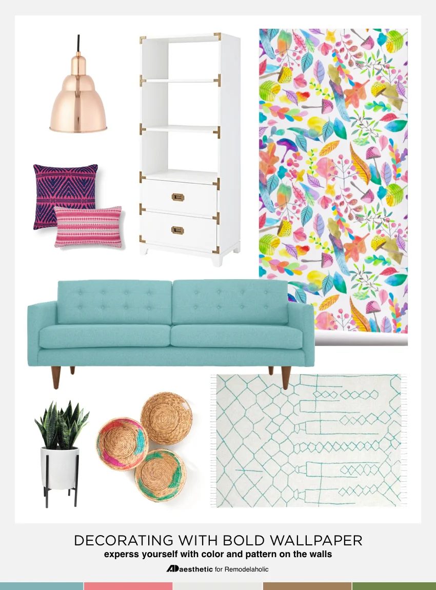 Tips and Design options for Decorating with Bold Wallpaper | colorful walls | patterned wallpaper | decorating tips and tricks