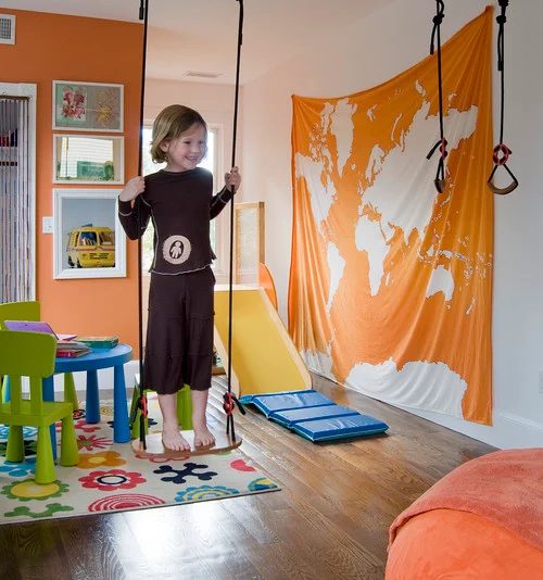 Contemporary Kids Playroom With Wall Map Via Houzz On Bekob