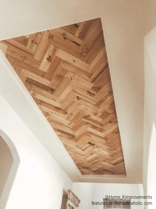 Diy Tray Ceiling option, Chevron Herringbone Handmade Wood Ceiling Inset Accent, Home Kimprovements On Bekob