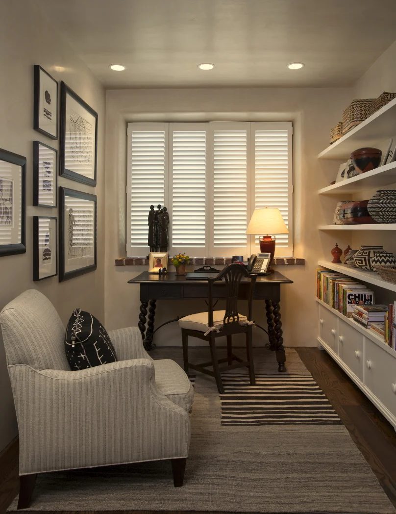 small office space with built-in wall storage by Violante & Rochford Interiors, photo credit © Wendy McEahern