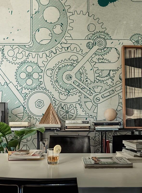 gears wall mural steampunk behangfabriek