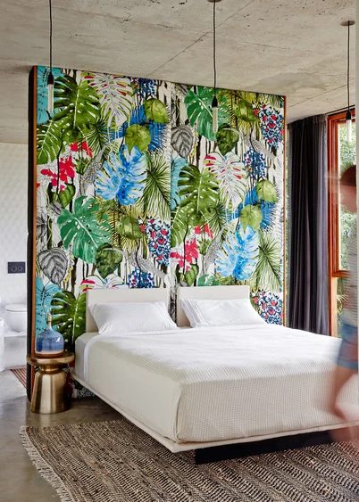Tropical Feature Wall Master Bedroom | Modern Tropical Style on Bekob.com