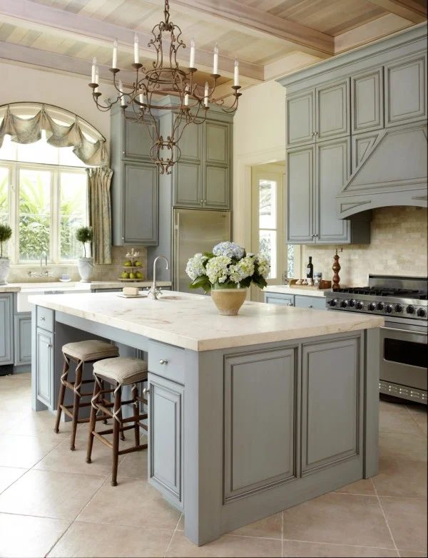 Pale Blue French Kitchen Homedit
