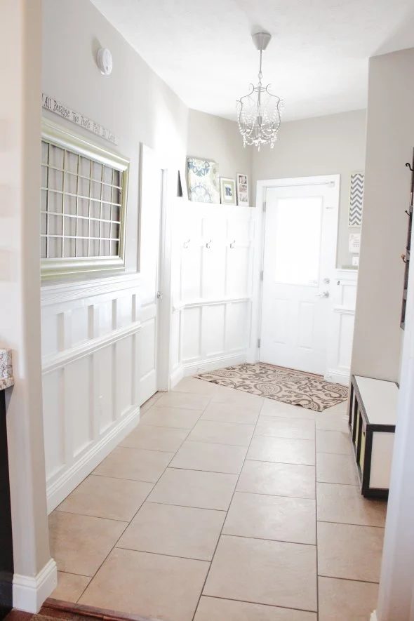 White Entryway, so welcoming and striking with the wainscoting | 100+ striking Mudrooms and Entryways at Bekob.com