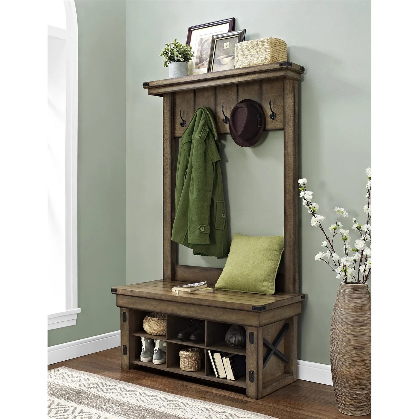 This hall tree is striking and just the right size for my entry | 100+ striking Mudrooms and Entryways at Bekob.com