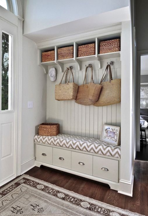 memorable griege mudroom built-in cubbies | 100+ striking Mudrooms and Entryways at Bekob.com