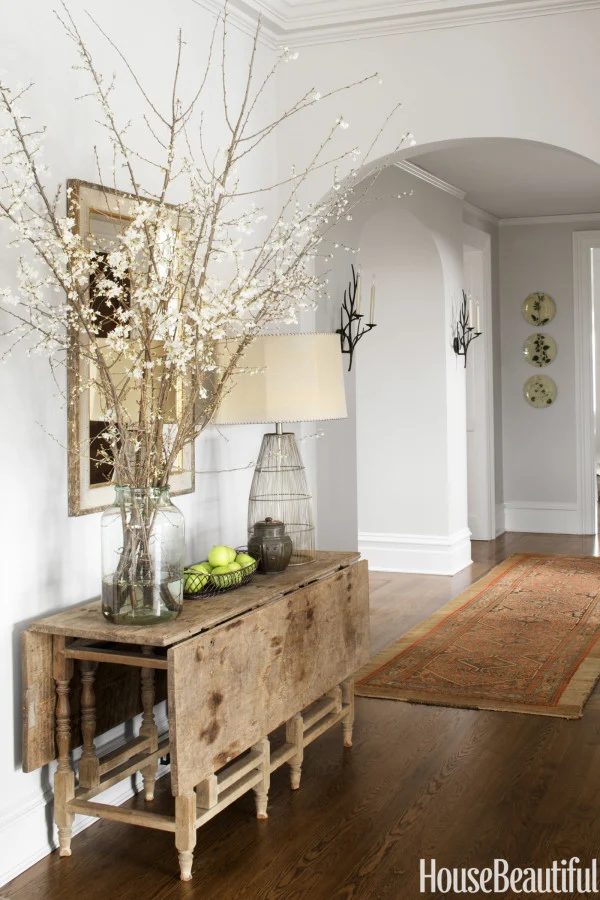 Rustic and refined entryway, LOVE the table | 100+ striking Mudrooms and Entryways at Bekob.com