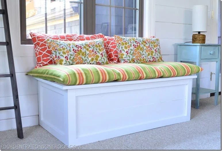 Four Generations One Roof - how to build a window seat bench with storage via @Bekob