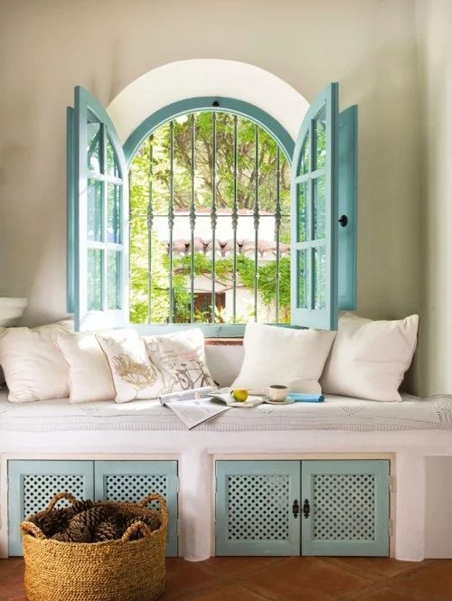 via Adorable Home - open arched window with window seat via @Bekob