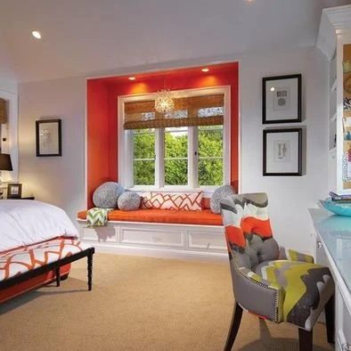 via Houzz - colorful painted window seat alcove via @Bekob