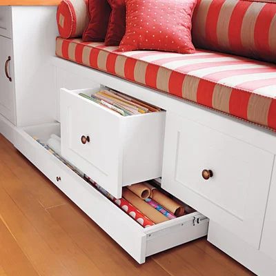 This Old House - window seat with drawers for wrapping paper via @Bekob