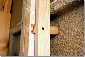 Using shims to ensure a proper fit for a pocket door, by Bekob.