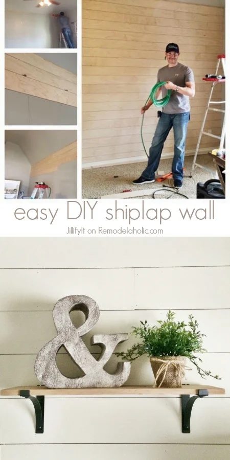 straightforward Handmade Shiplap Wall walkthrough -- an inexpensive way to add character or cover up damaged walls