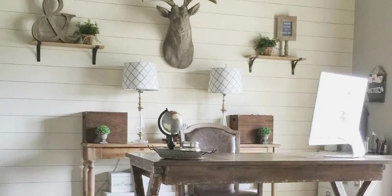 Install a Shiplap Wall + Rustic Home Office Makeover