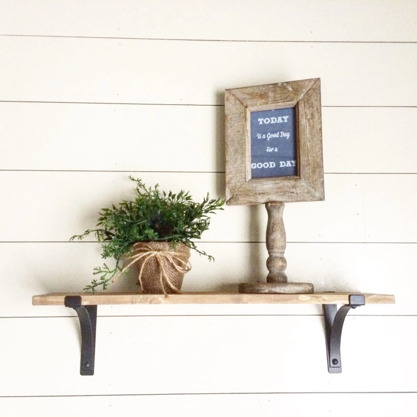 striking and direct rustic wood shelves with black metal brackets, Jillify It on @Bekob