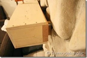 Installing a wood mantel on a stone wall (73)