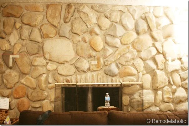 Installing a wood mantel on a stone wall (16)