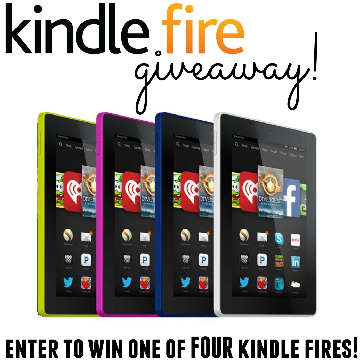 straightforward entry Kindle Fire giveaway! Four winners!