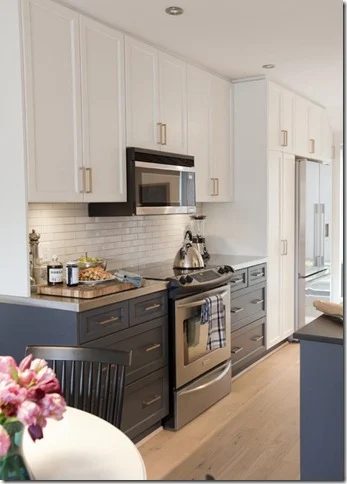 two toned grey and white kitchen
