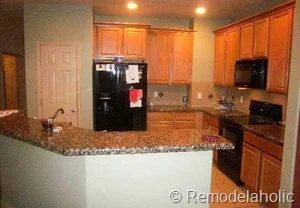 1-black board and batten kitchen island makeover before-2