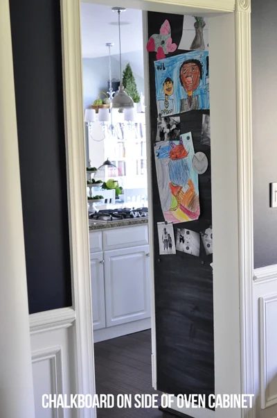 Handmade magnetic chalkboard in the kitchen