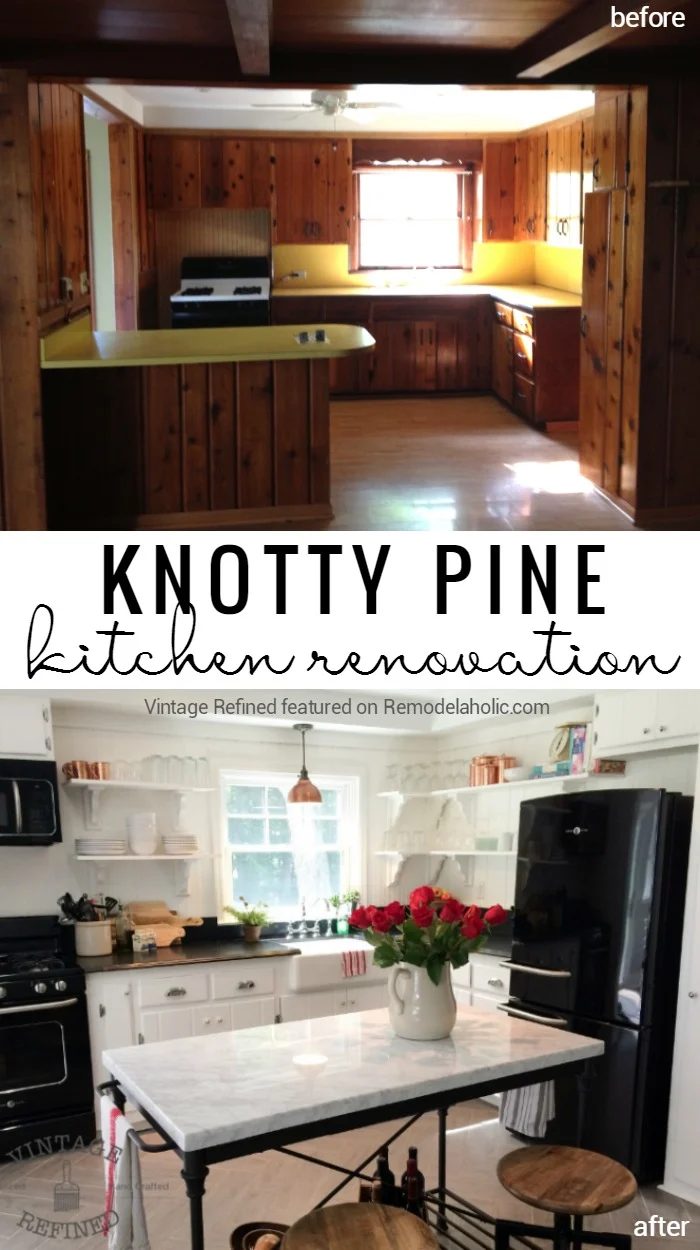 Knotty Pine Kitchen Cabinet and Paneling Renovation @Bekob