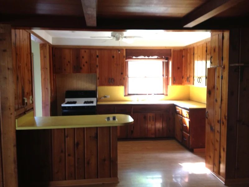 Dark kitchen to bright white, total kitchen makeover, by Vintage Refined featured on @Bekob