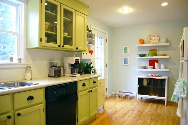 Kitchen With Green Cabinets