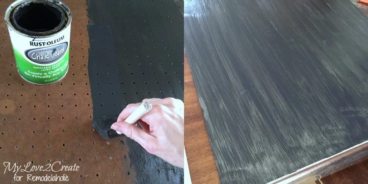 painting pegboard and metal with chalkboard paint